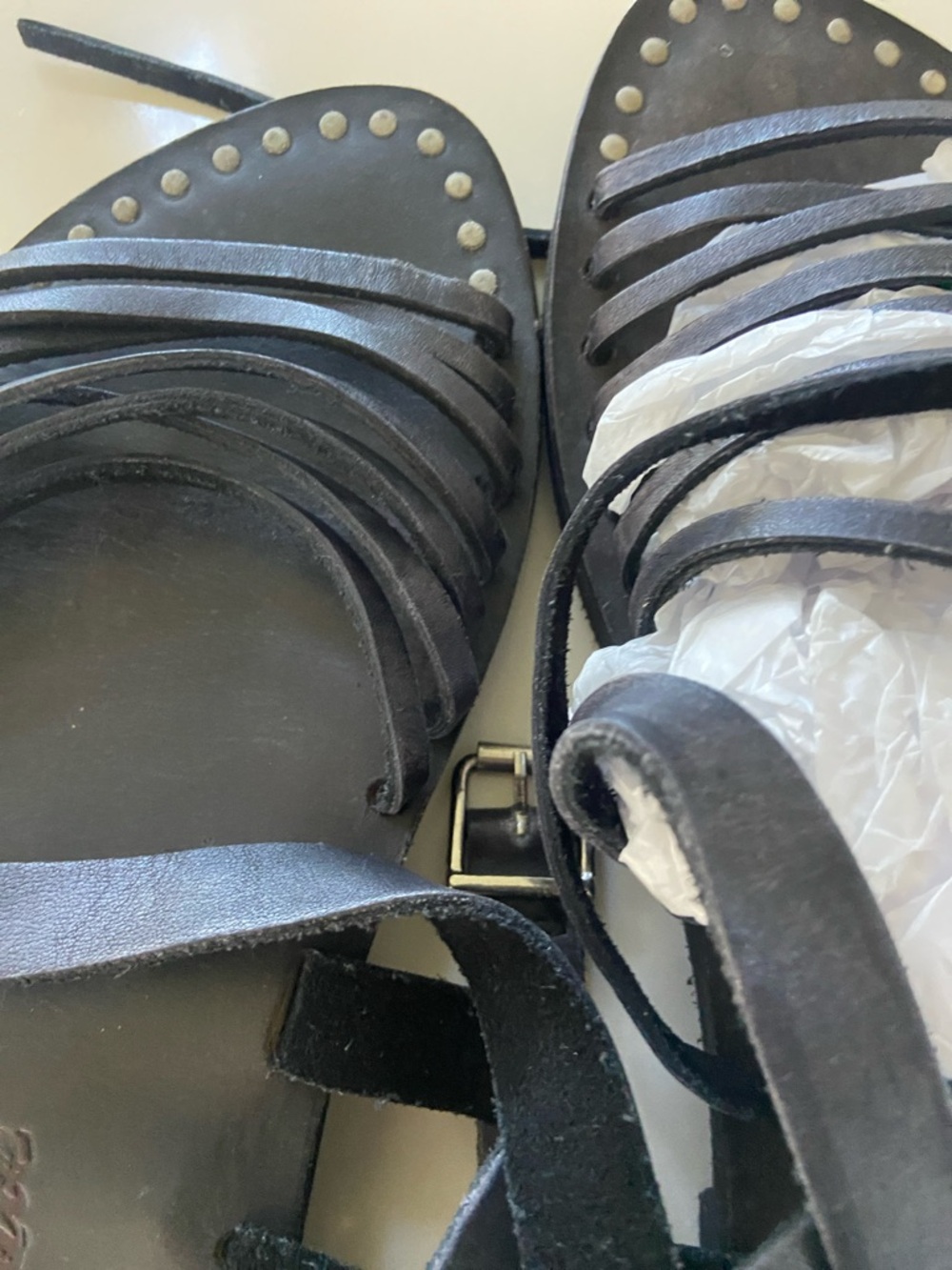Black Strappy Lace-Up Studded Flat Sandals free people. Never worn perfect - Picture 12 of 13